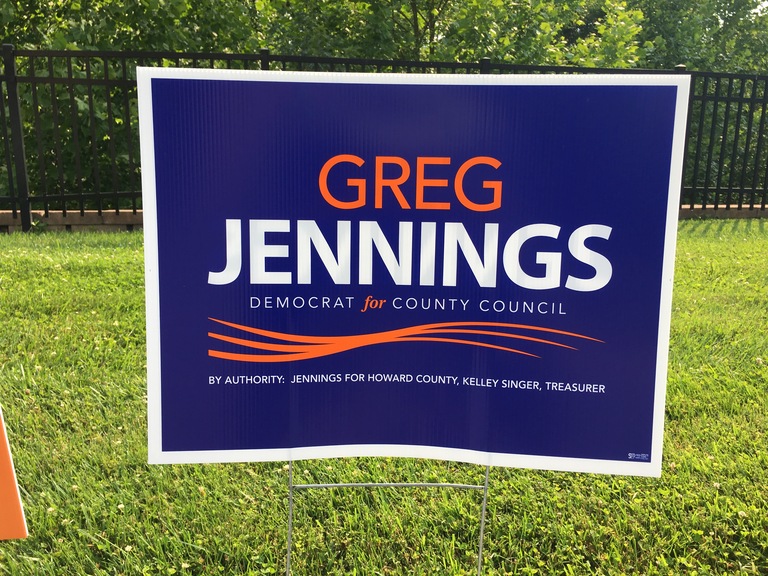 Greg Jennings small campaign sign, 2018 elections