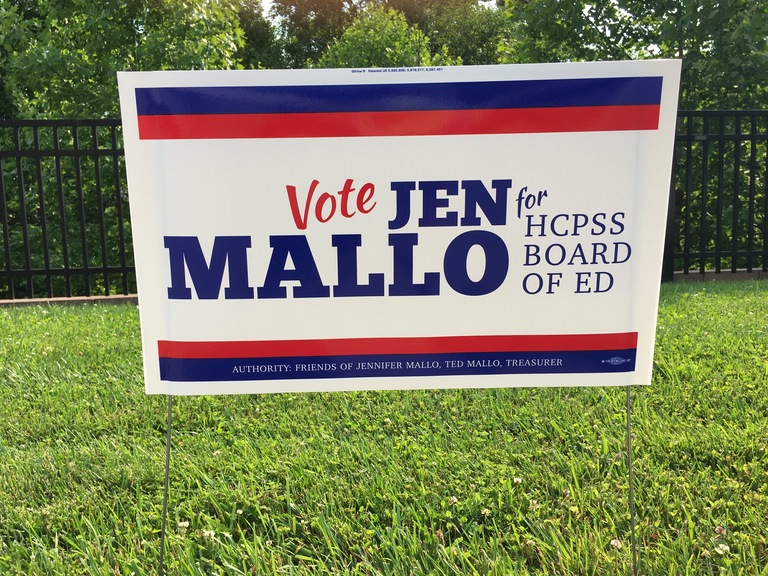 Jen Mallo small campaign sign, 2018 elections