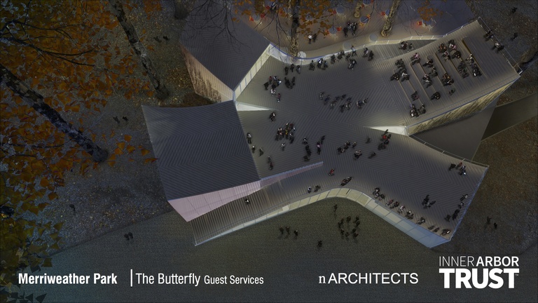 Architectural rendering of the Butterfly, view from above