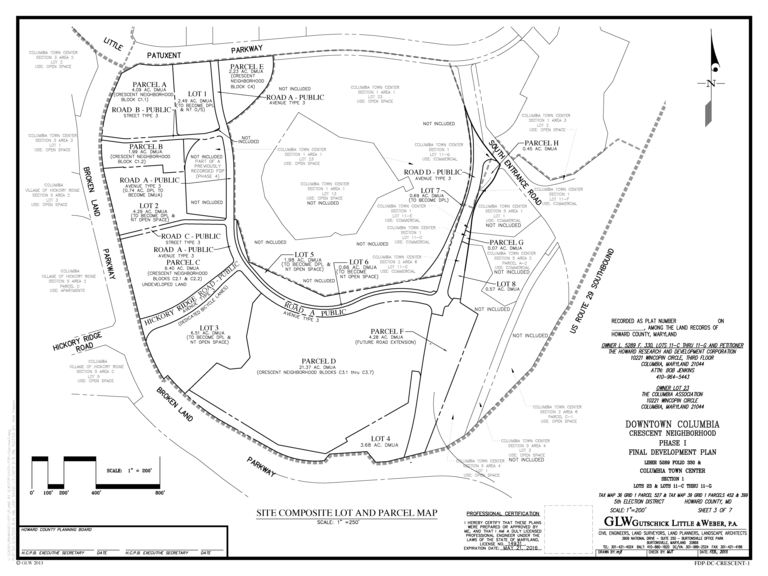A map of the parcels and lots comprising the parts of the Crescent neighborhood covered by FDP-DC-Crescent-1.