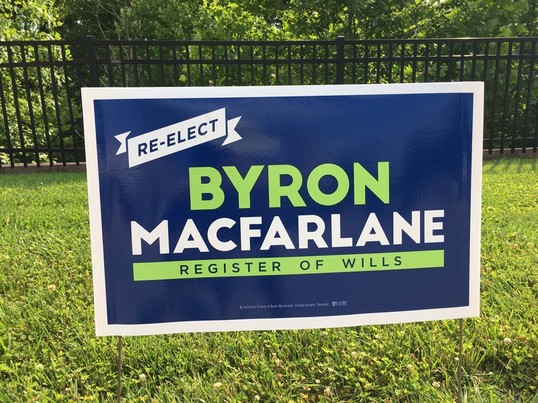 Byron Macfarlane campaign sign, 2018 elections