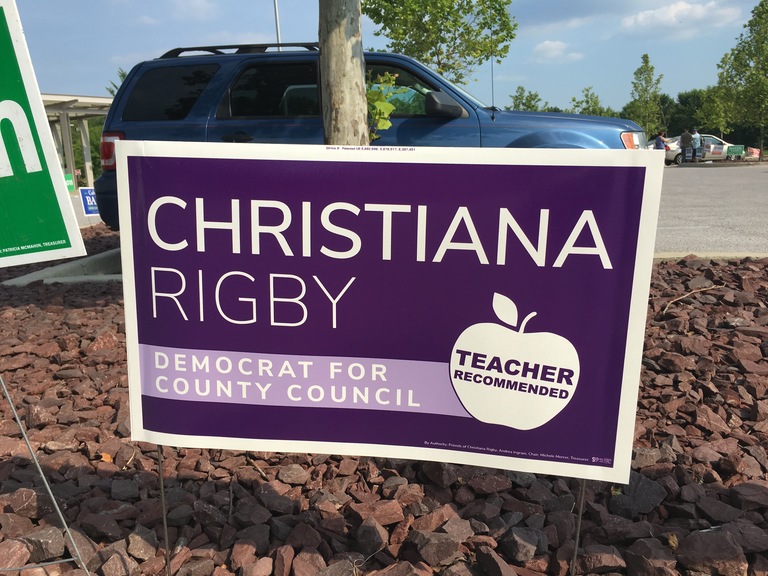 Christiana Rigby small campaign sign, 2018 elections