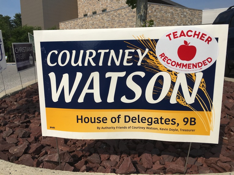 Courtney Watson small campaign sign, 2018 elections