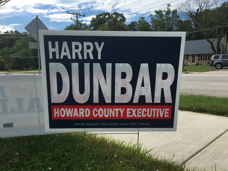 Harry Dunbar small campaign sign, 2018 elections