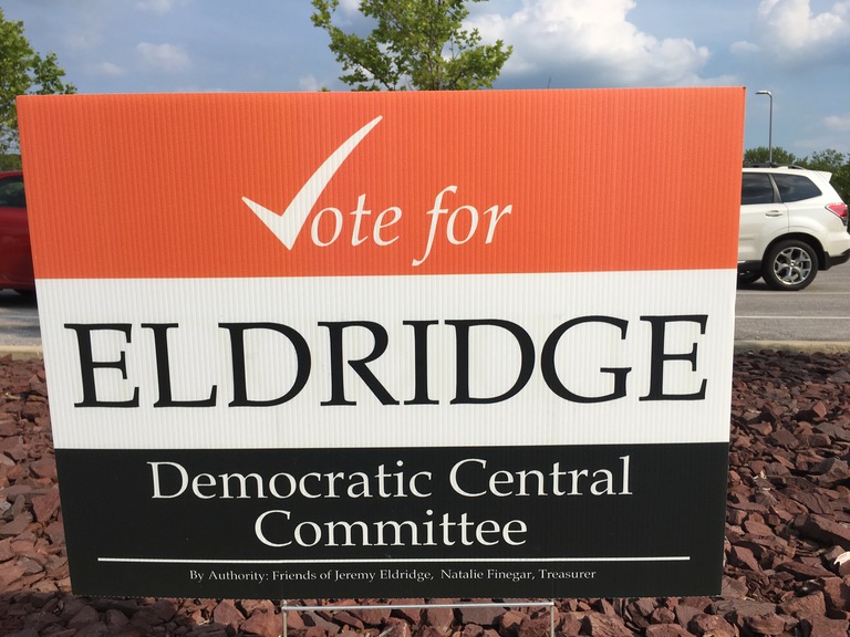 Jeremy Eldridge campaign sign, 2018 elections
