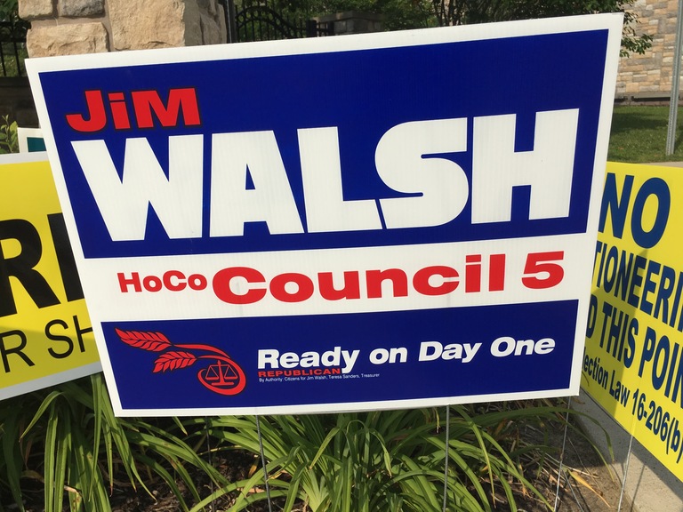 Jim Walsh small campaign sign, 2018 elections