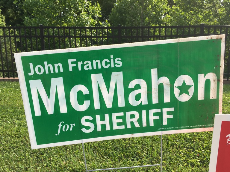 John Francis McMahon campaign sign, 2018 elections