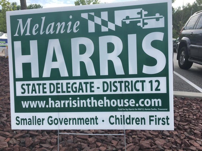Melanie Harris small campaign sign, 2018 elections