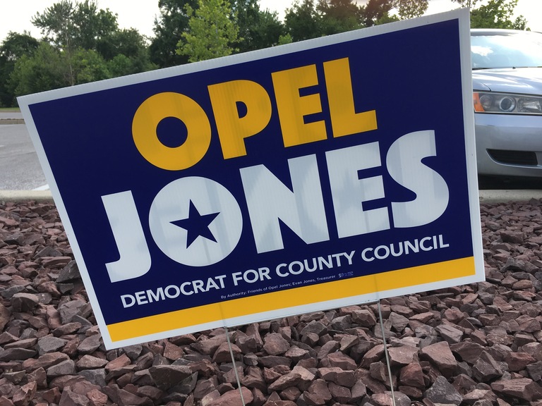 Open Jones campaign sign, 2018 elections