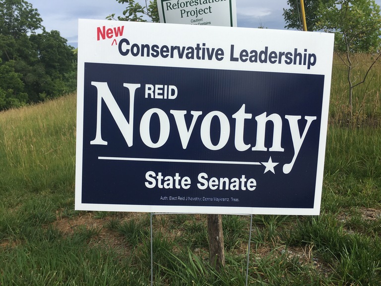 Reid Novotny small campaign sign, 2018 elections
