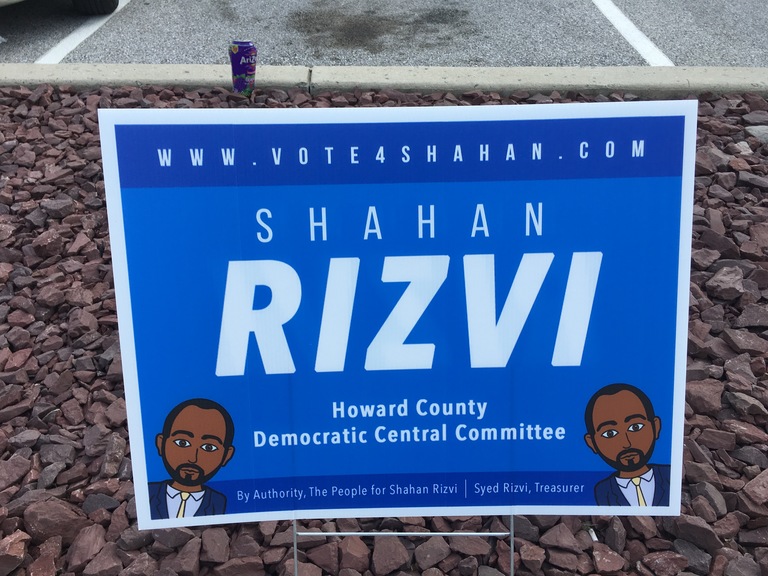 Shahan Rizvi small campaign sign, 2018 elections