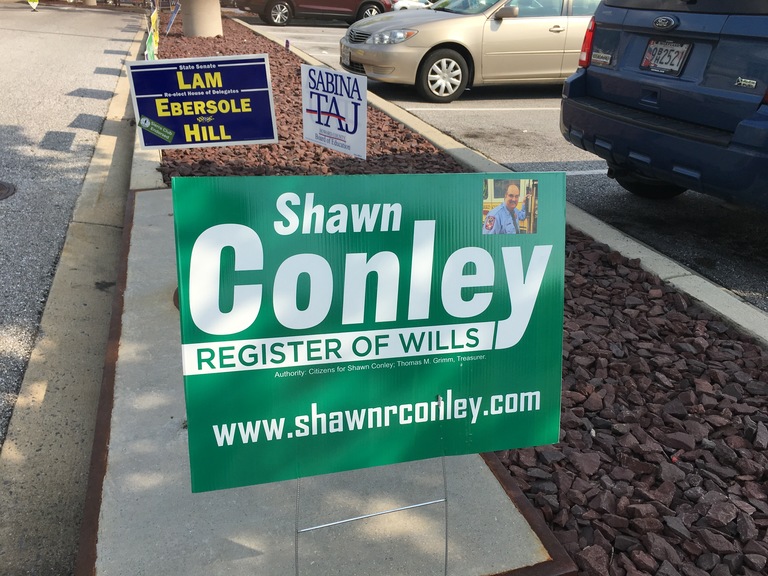 Shawn Conley small campaign sign, 2018 elections