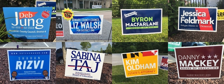 Howard County 2018 campaign signs in the final round of voting